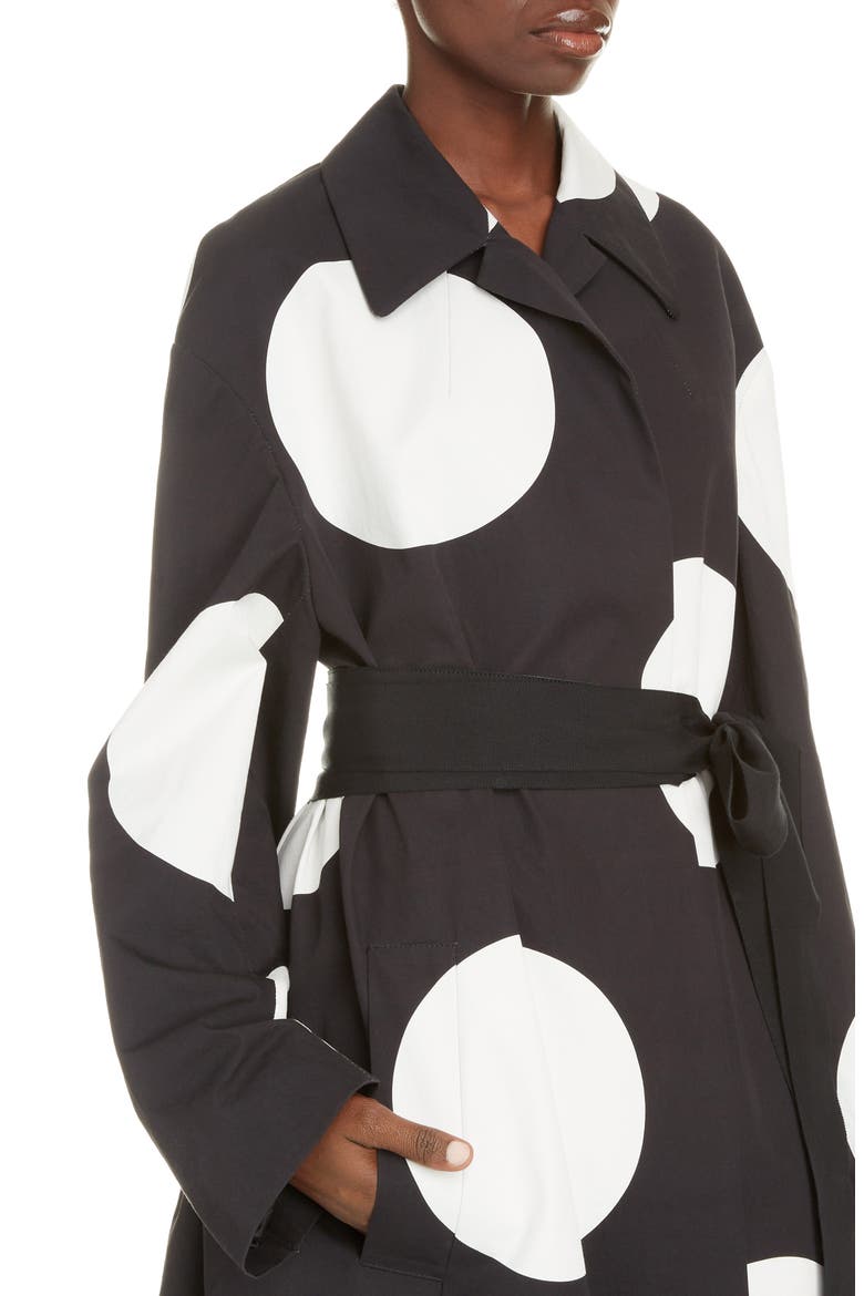 Ruberta Dot Cotton Coat, Alternate, color, BLACK