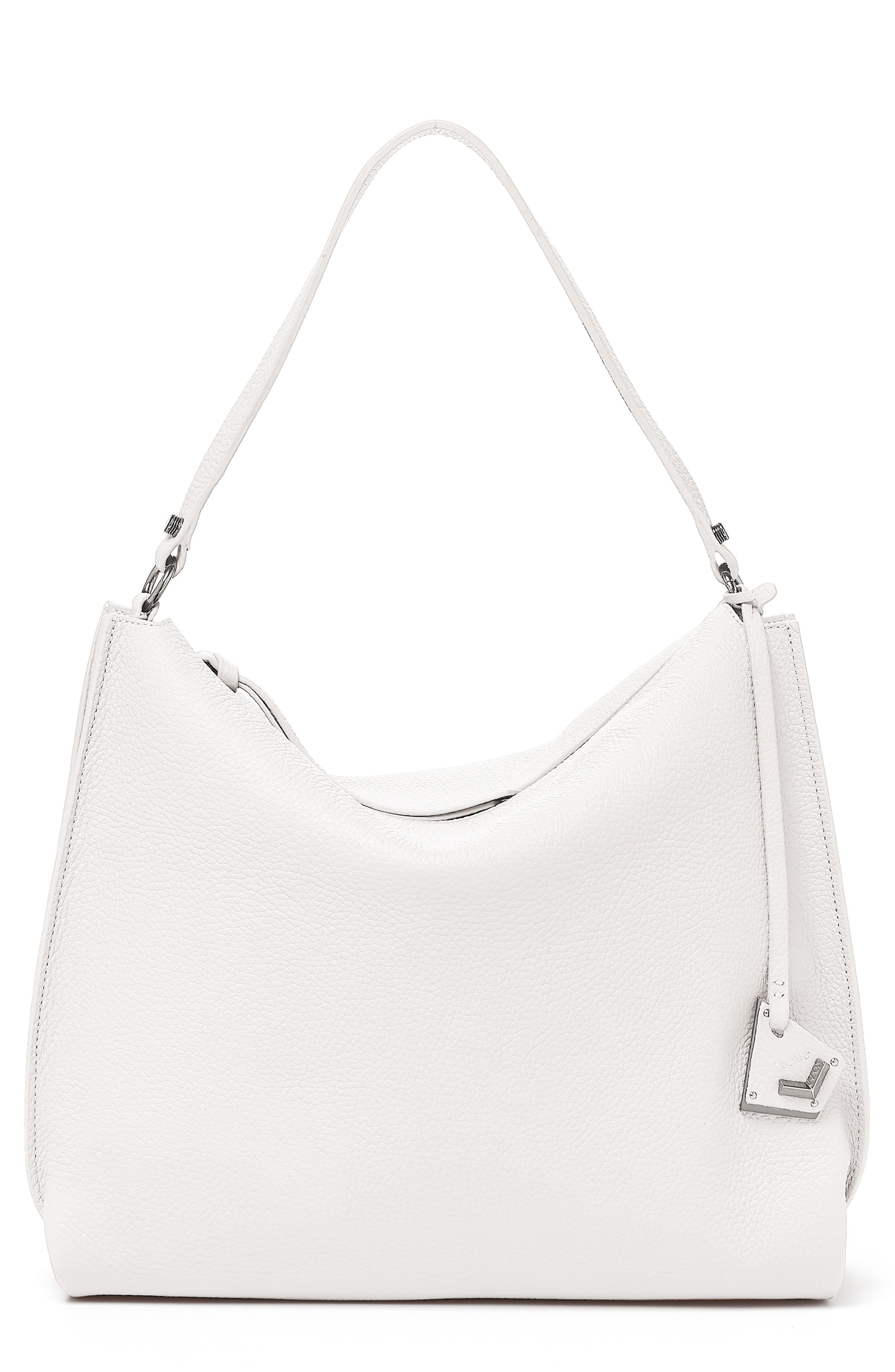 Hudson Pebbled Leather Hobo, Main, color, MARSHMALLOW