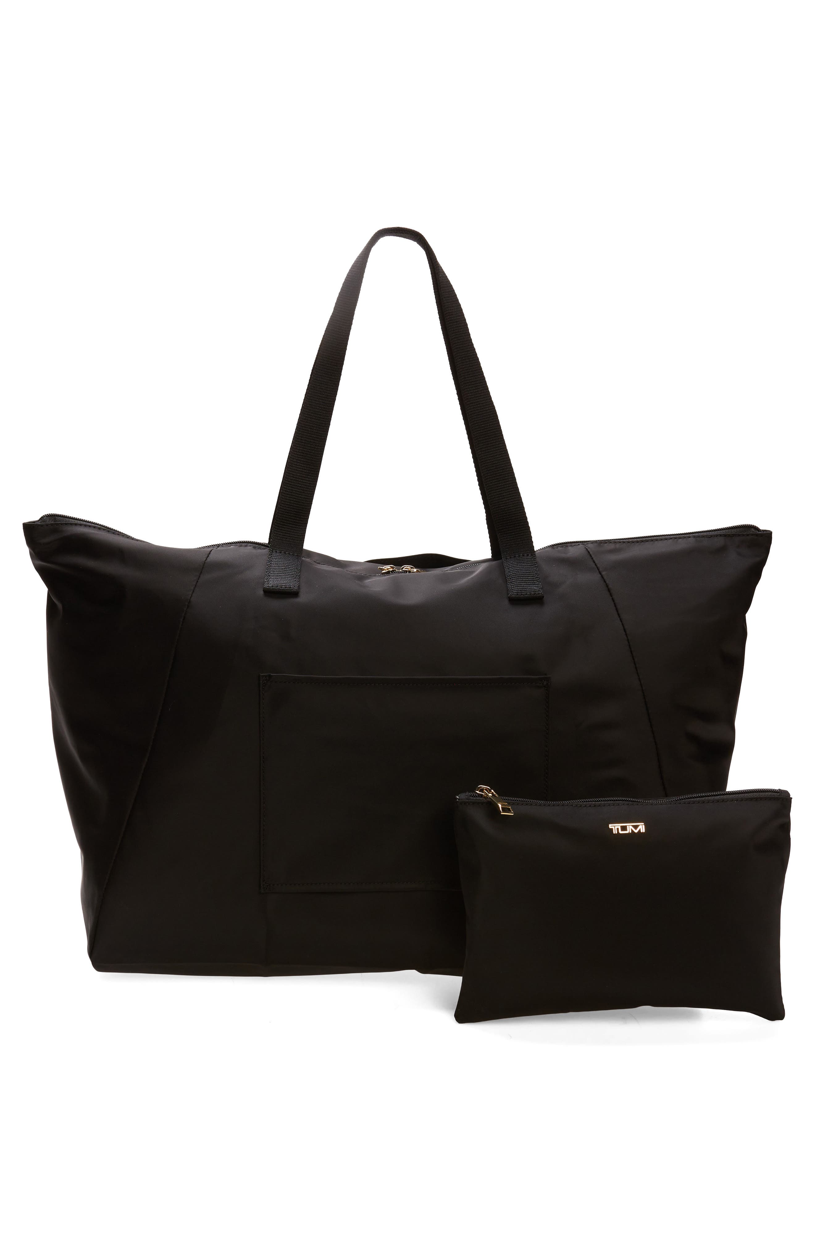TUMI Voyageur Just in Case Packable Nylon Tote, Alternate, color, Black/ Gold