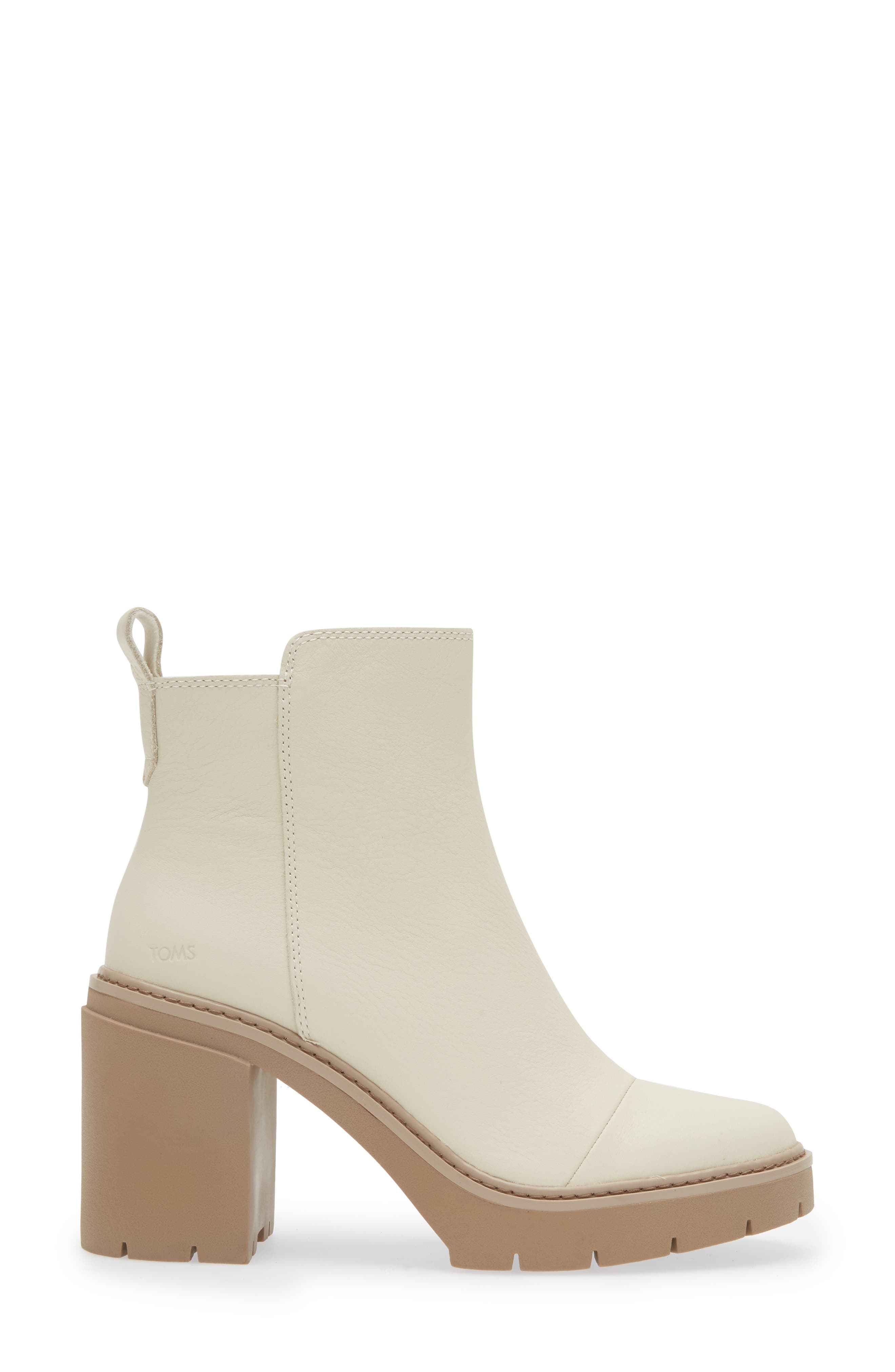 TOMS Rya Leather Bootie, Alternate, color, Natural