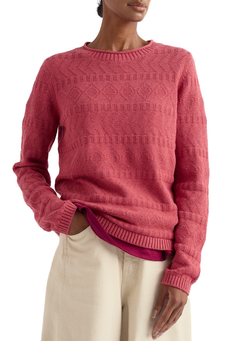 Kinter Organic Cotton Crewneck Sweater, Main, color, KNIT MELANGE ECHINACEA