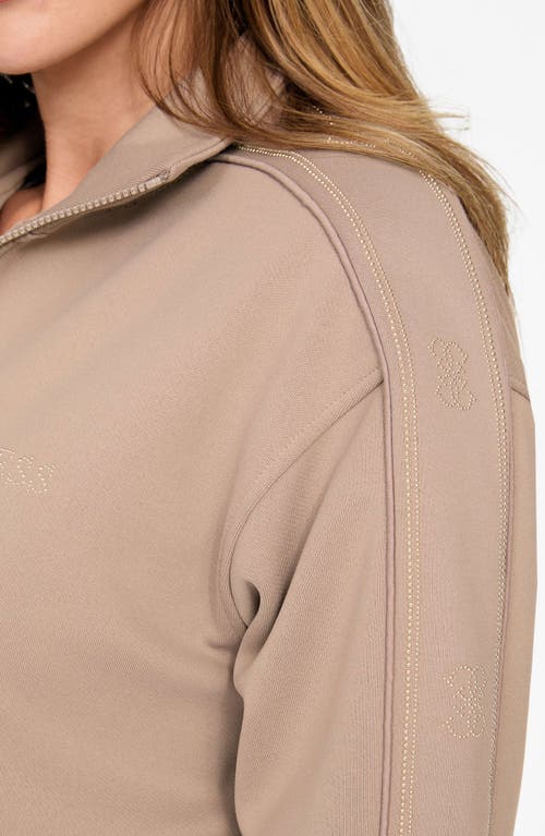 Guess Octavia High Neck Full Zip Sweatshirt In Brown