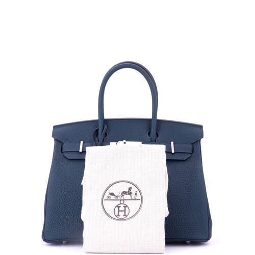 Pre-owned Hermes  Hermes Birkin Handbag Blue Togo With Palladium Hardware 30 In Blue