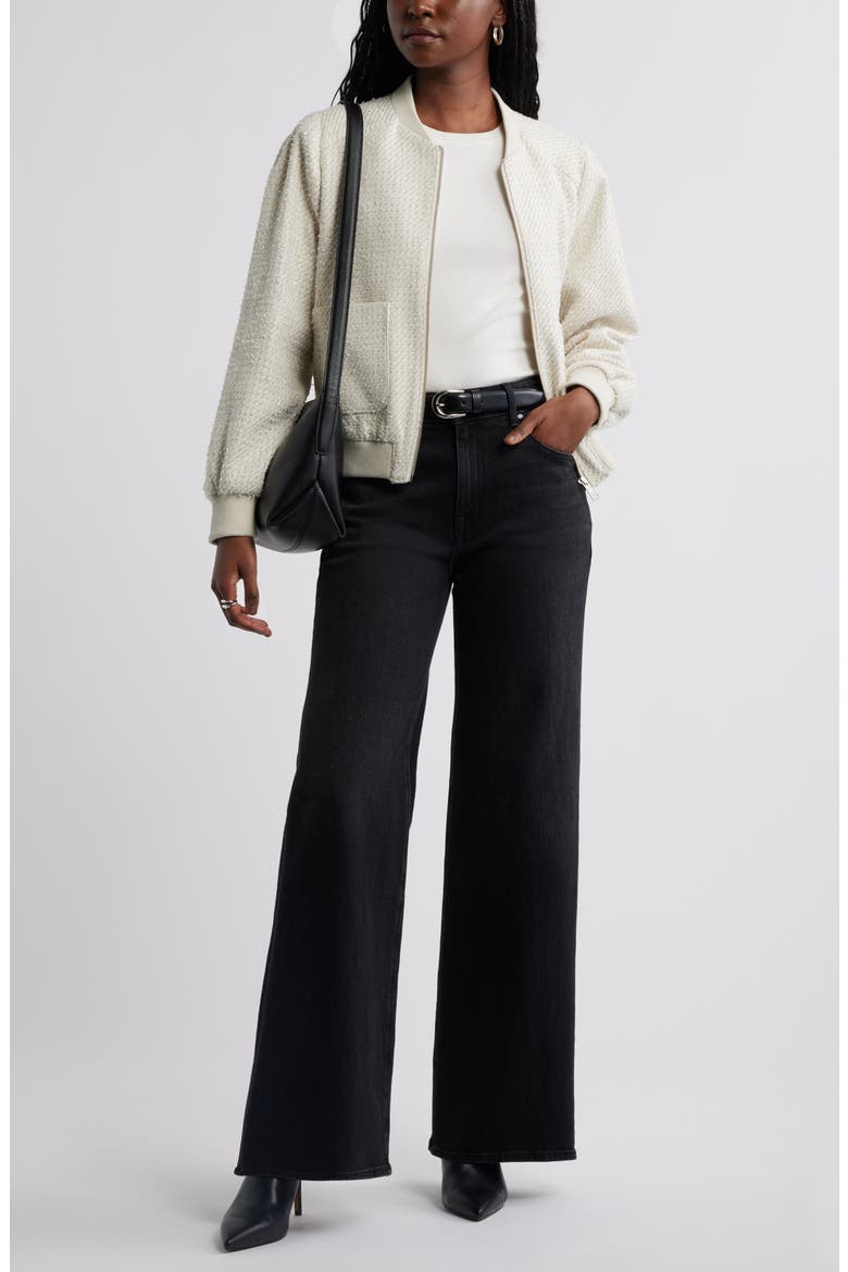 Tweed Bomber Jacket, Alternate, color, IVORY PRISTINE