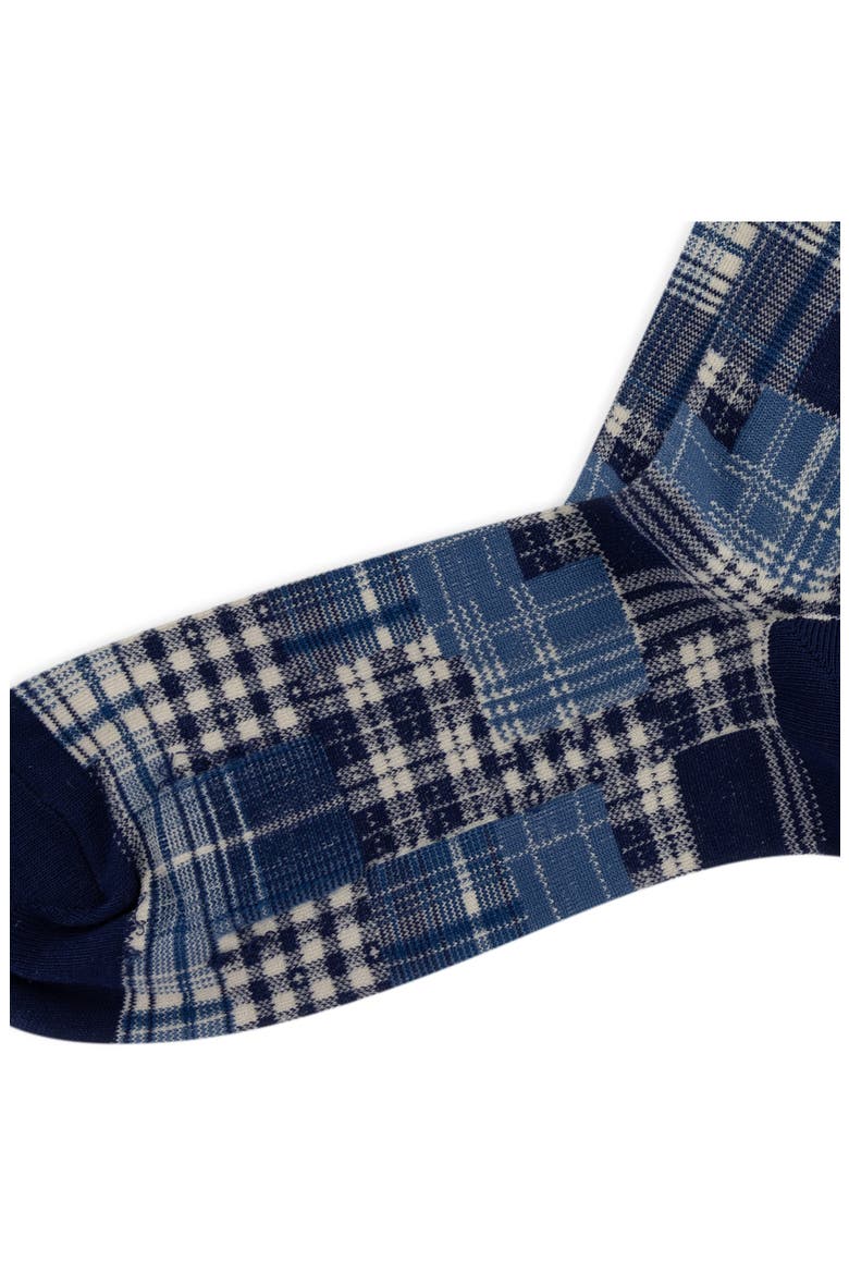 Shirting Pattern Crew Socks, Alternate, color, NAVY