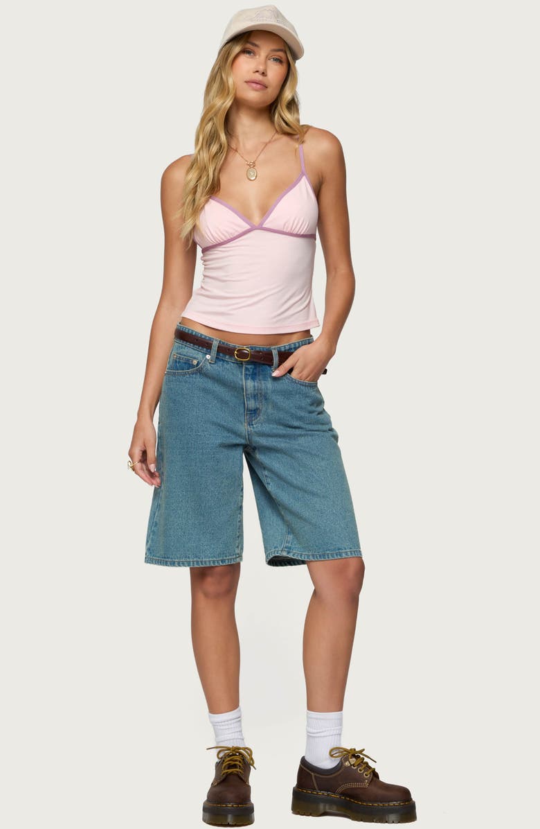 EDIKTED Leona Contrast Detail Knit Tank Top, Alternate, color, Light-Pink