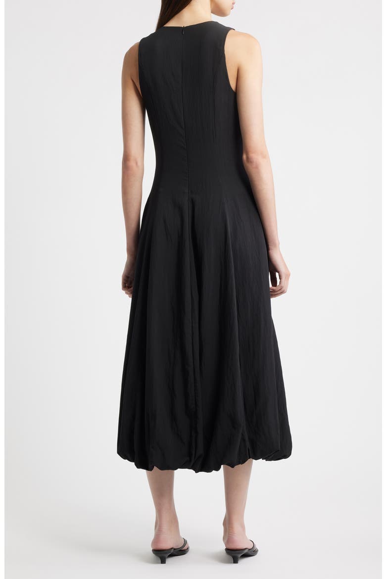 Pumpkin Sleeveless Bubble Hem Midi Dress, Alternate, color, BLACK