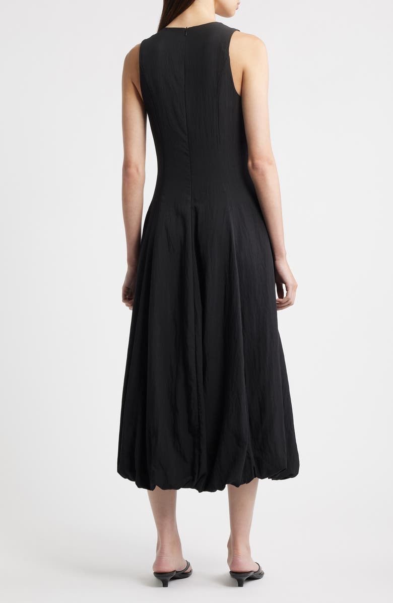 MANGO Pumpkin Sleeveless Bubble Hem Midi Dress, Alternate, color, Black