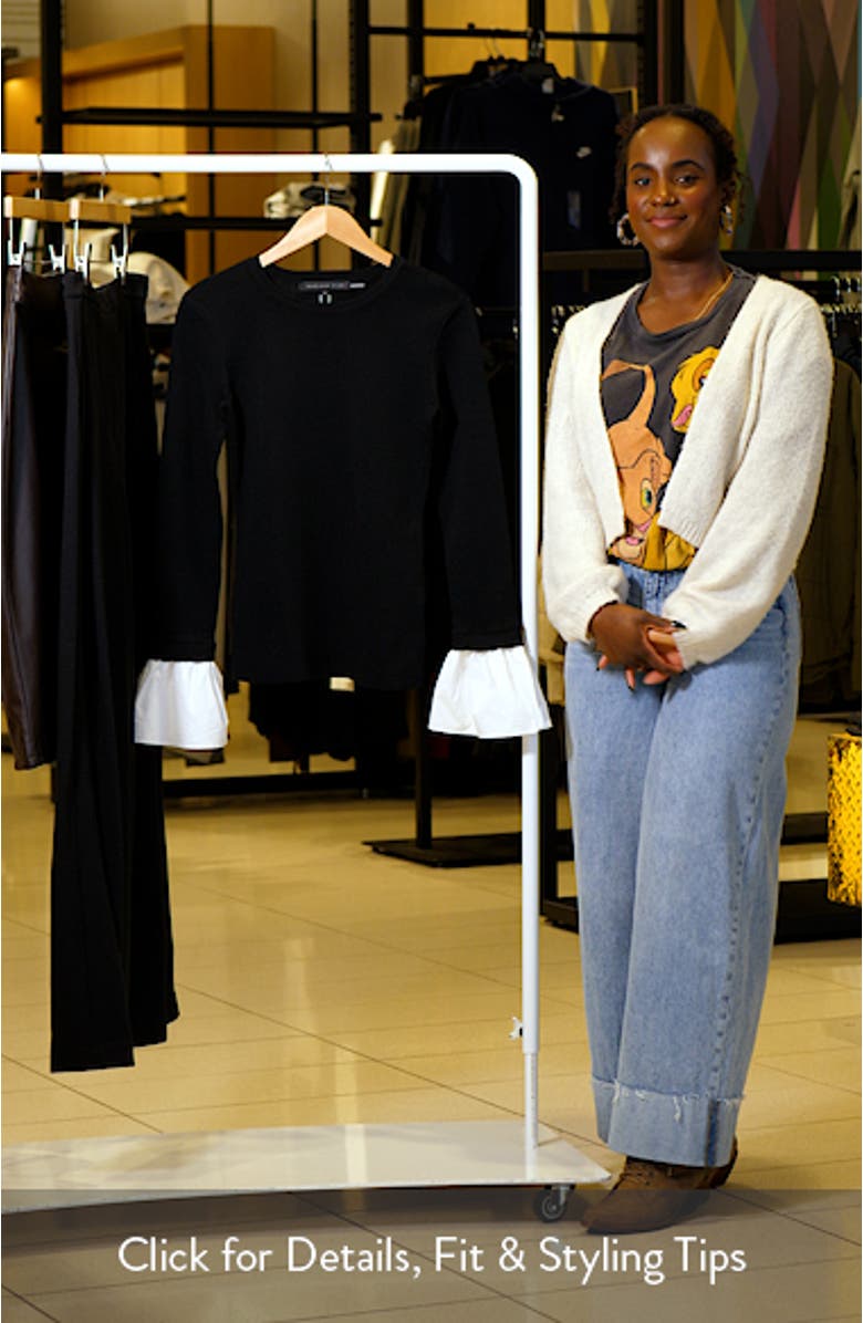 Flare Cuff Long Sleeve Ribbed Top, sales video thumbnail