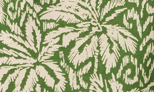 Vince Camuto Palm Print Wide Leg Cotton Pants In Olive