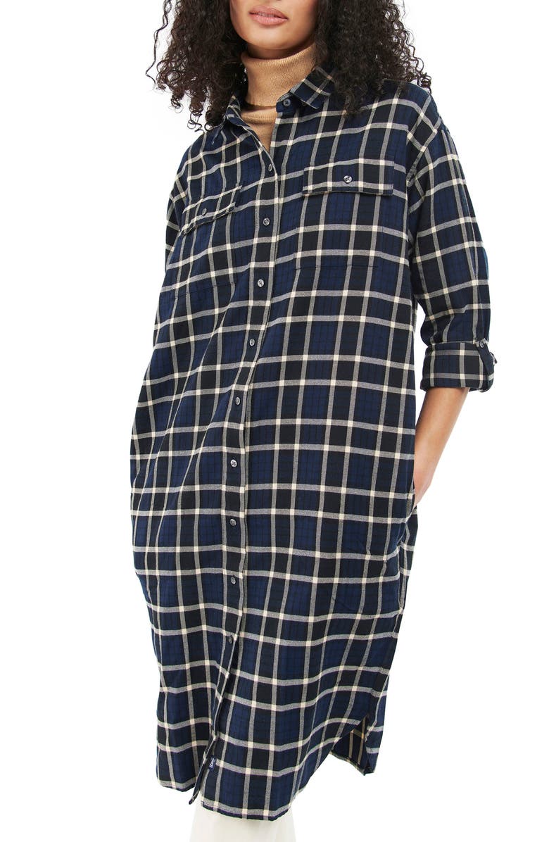 Barbour Fairbarn Plaid Long Sleeve Cotton Shirtdress, Alternate, color, 