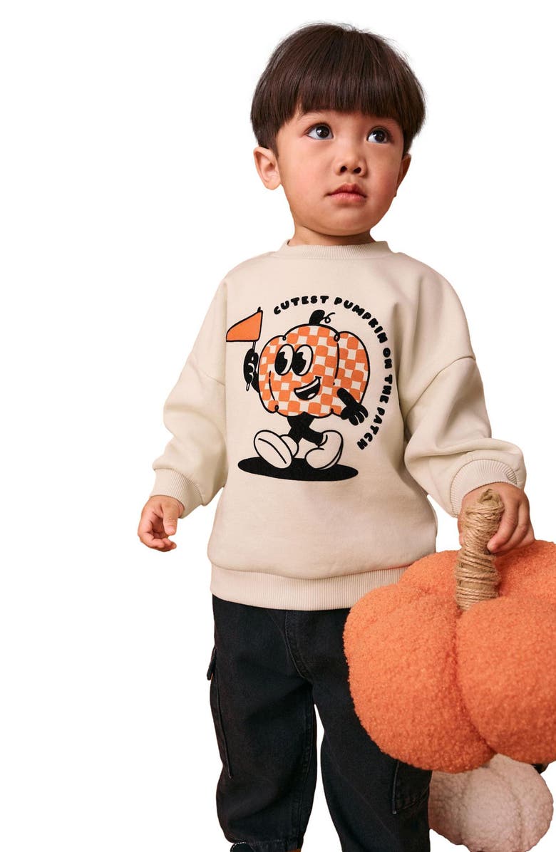 NEXT Kids' Halloween Pumpkin Graphic Sweatshirt, Alternate, color, Neutral