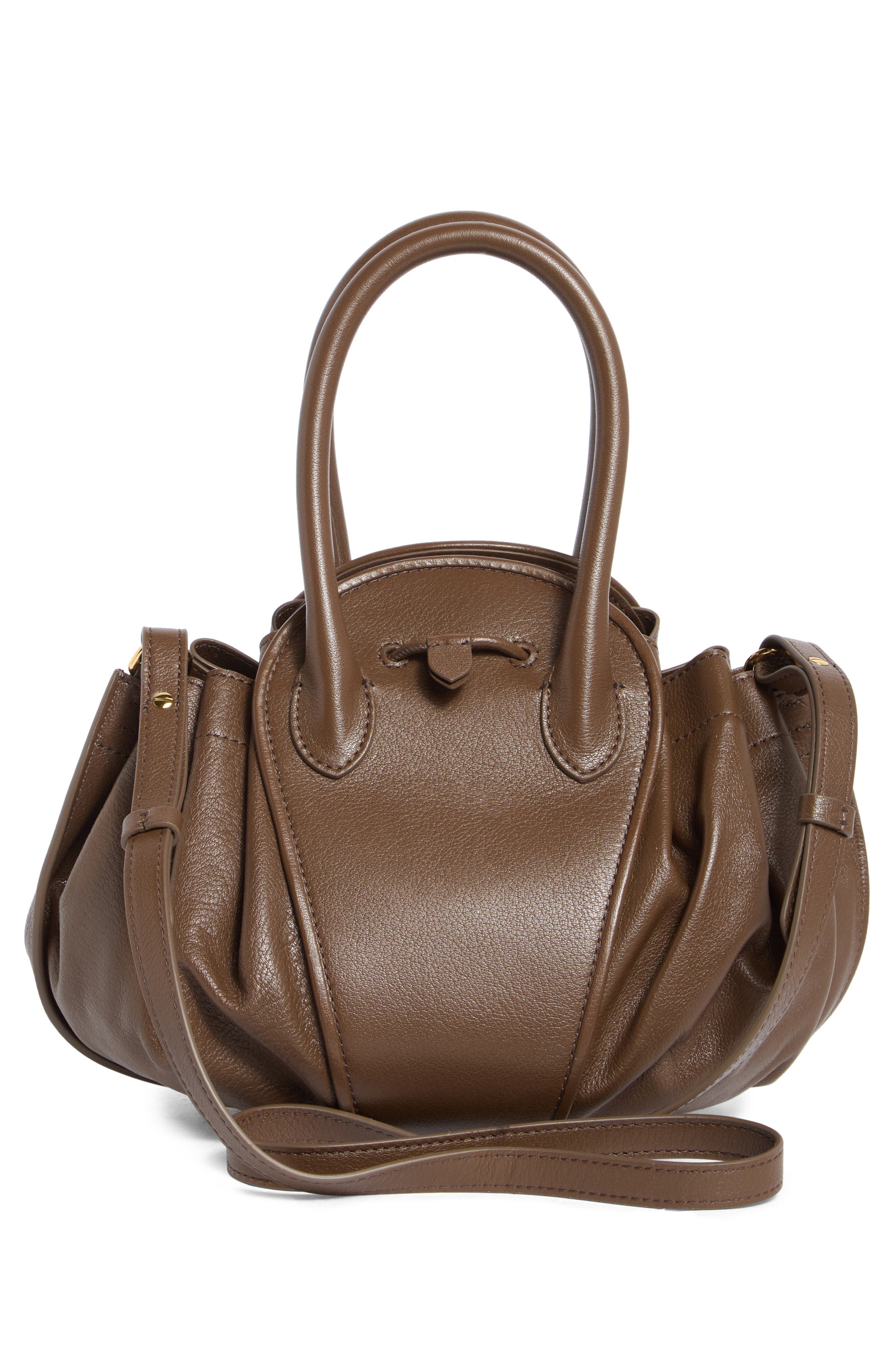 Marni Small Tulipea Leather Handbag, Alternate, color, Marmot