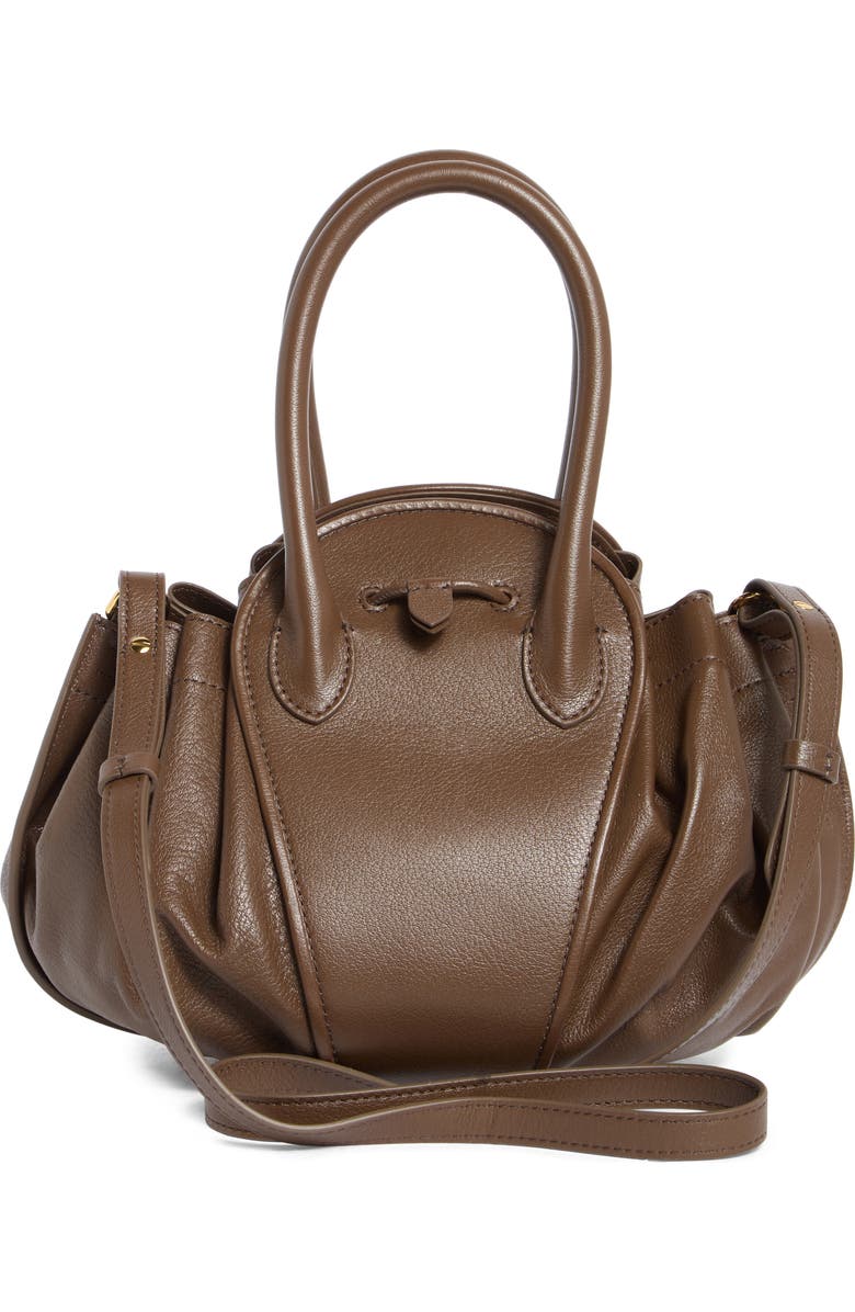 Marni Small Tulipea Leather Handbag, Alternate, color, Marmot