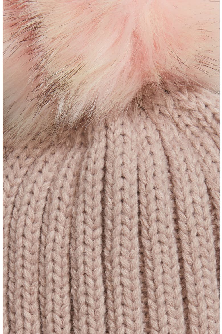 Two Tone Pompom Beanie, Alternate, color, PINK/ MAUVE
