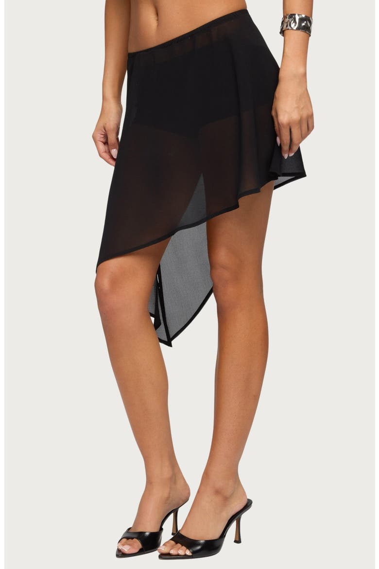 Irenah Asymmetric Sheer Chiffon Skirt, Alternate, color, BLACK