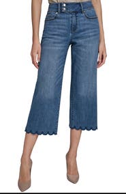 KARL LAGERFELD PARIS Scalloped Hem Crop Jeans