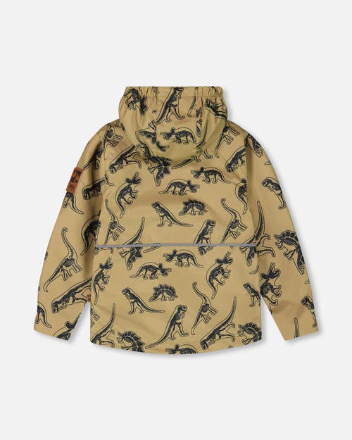 Deux Par Deux Baby Boy's 3-in-1 Mid-season Outerwear Set Black Dinosaur On Beige Background In Black Dinosaur On Beige