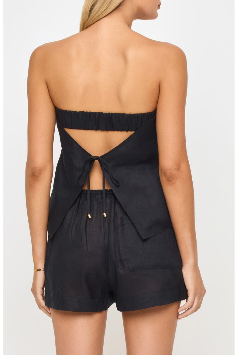Tessa Strapless Linen Cover-Up Top, Alternate, color, BLACK