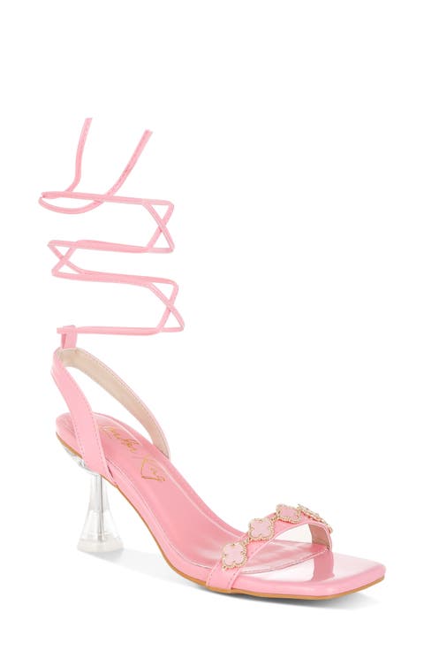 Ebina Charm Clear Heel Ankle Wrap Sandal (Women)