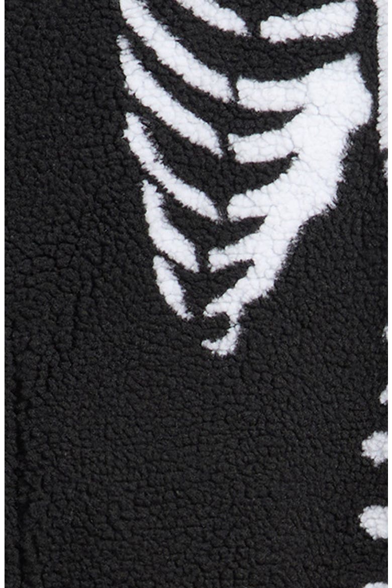 Skeletal Print High Pile Fleece Quarter Zip Pullover, Alternate, color, BLACK