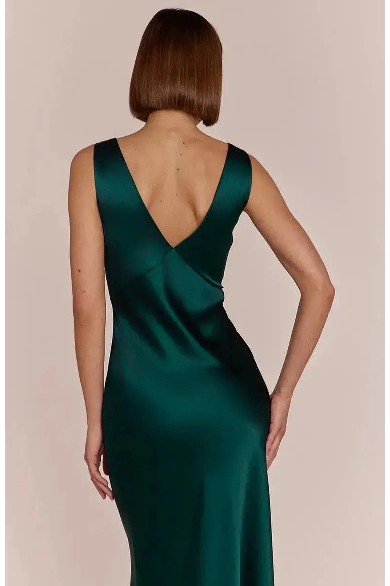 Amelia V-Neck Dress, Alternate, color, Forest Green