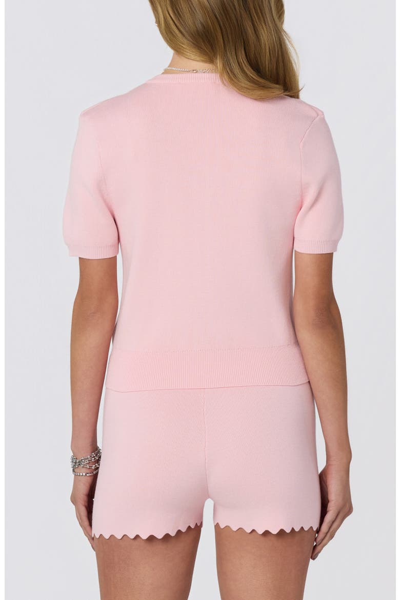 Scalloped Placket Cardigan, Alternate, color, PINK
