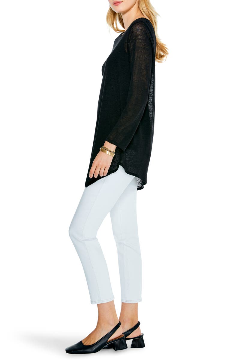 NIC+ZOE Featherweight Asymmetric Hem Linen Blend Sweater, Alternate, color, 