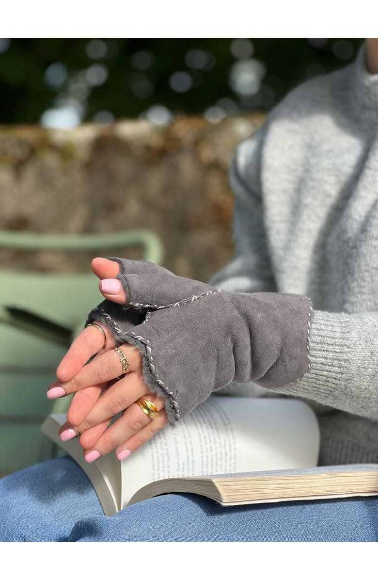 Agnelle Alix Shearling Mitten, Alternate, color, Bitume