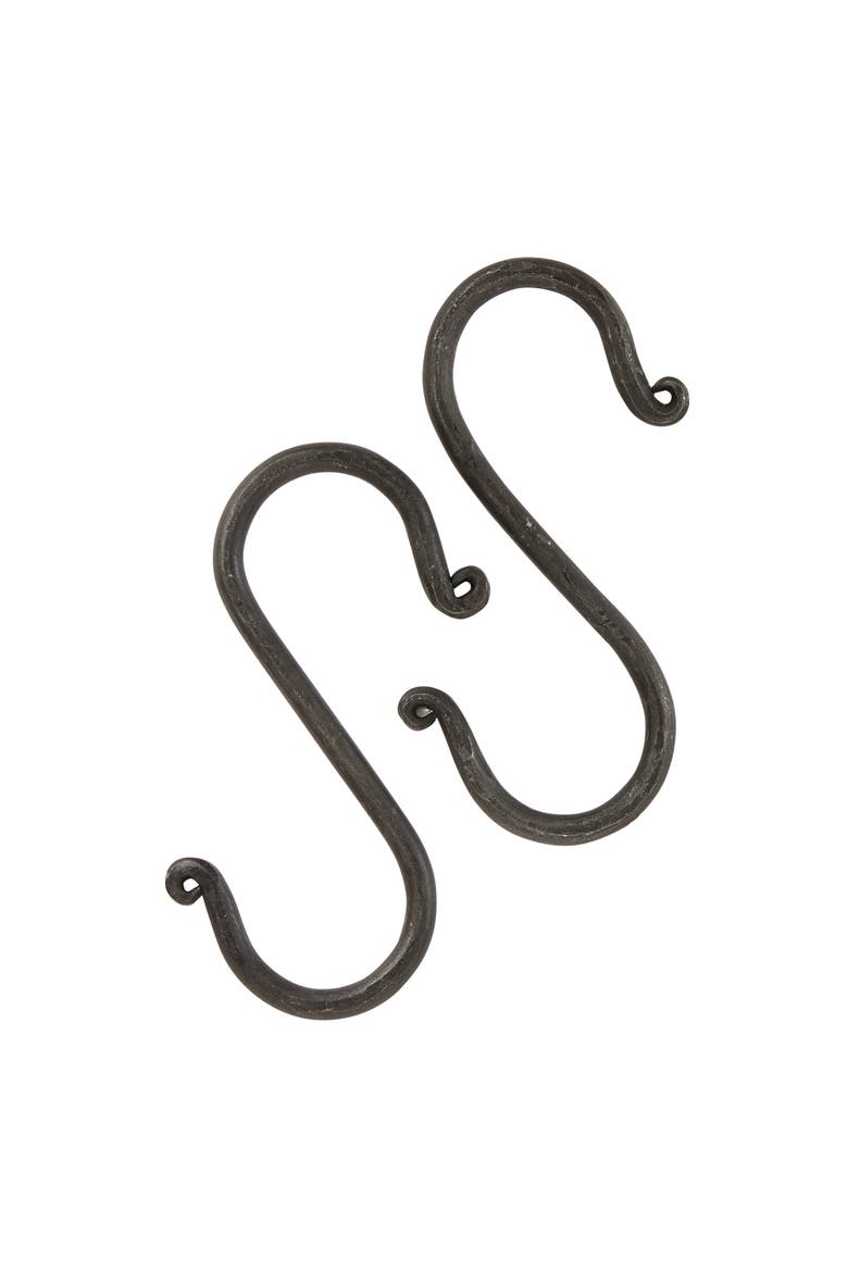 Hand Forged Metal S Hook Set of 2, Main, color, Black