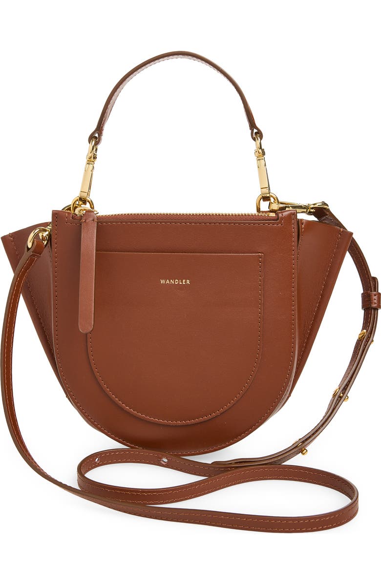 Wandler Mini Hortensia Two-Tone Leather & Raffia Handbag, Alternate, color, Beige Raffia