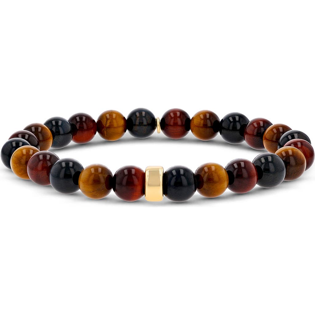 Mr Lowe by Sheryl Lowe Mr Lowe Bead Bracelet with Plain Rondelle in Tri Color Tigers Eye /14Kt Yg  product