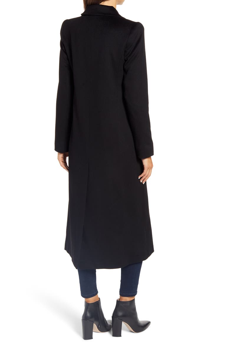 Notch Collar Long Wool Coat, Alternate, color, BLACK
