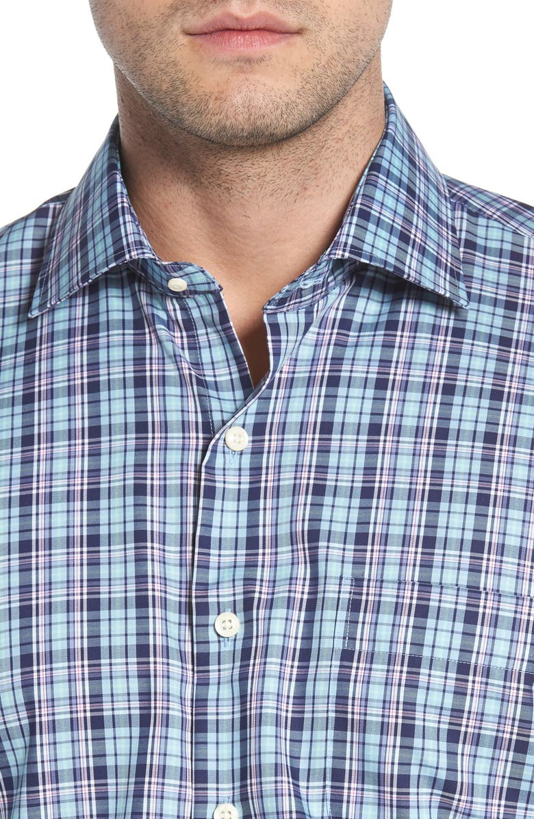Peter Millar Crown Ease Laguna Plaid Sport Shirt, Alternate, color, 