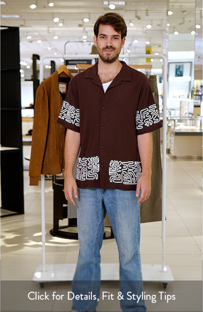 Textured Knit Cotton Camp Shirt, sales video thumbnail