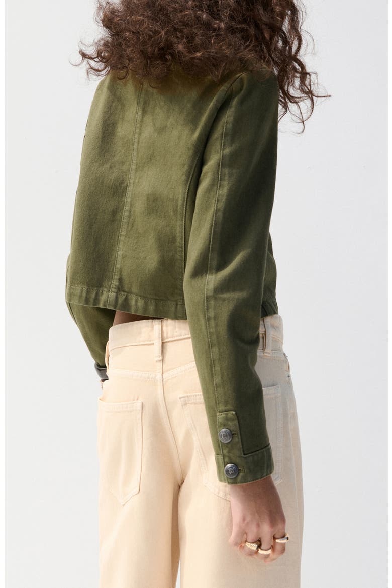 Fitted Band Collar Jacket, Alternate, color, KHAKI GREEN