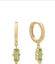Murkani Huggies with Hanging Peridot Baguette