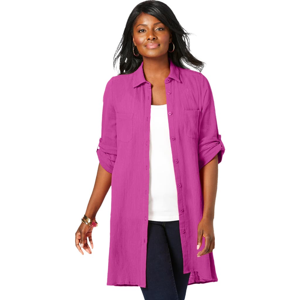 Jessica London Gauze Mega Tunic In Pink