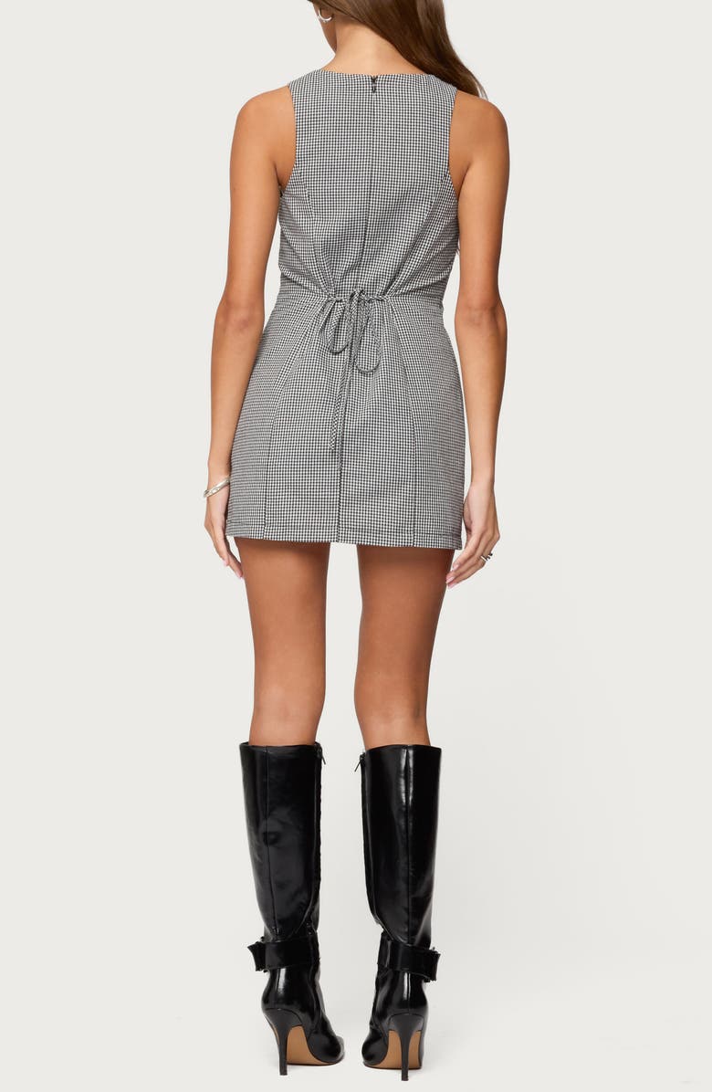 EDIKTED Macee Gingham Sleeveless Romper, Alternate, color, Black-And-White