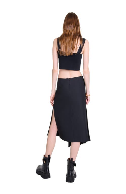 Shop Maje Knitted Crop Top With Straps In Black