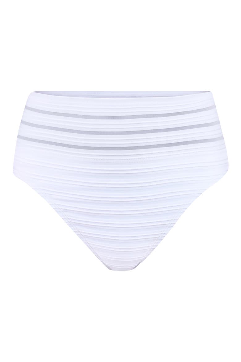 Fluid Lines High Waist Bikini Bottoms, Alternate, color, WHITE