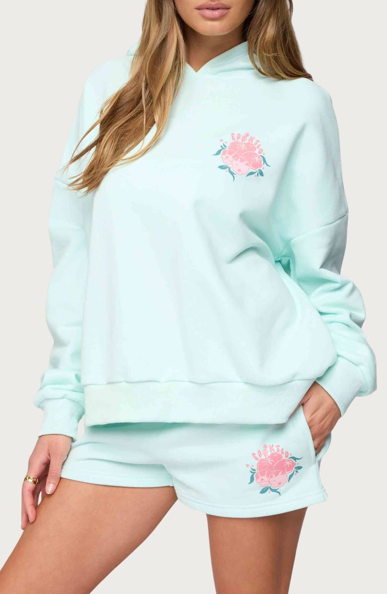 EDIKTED Beach Bloom Hoodie, Main, color, Mint