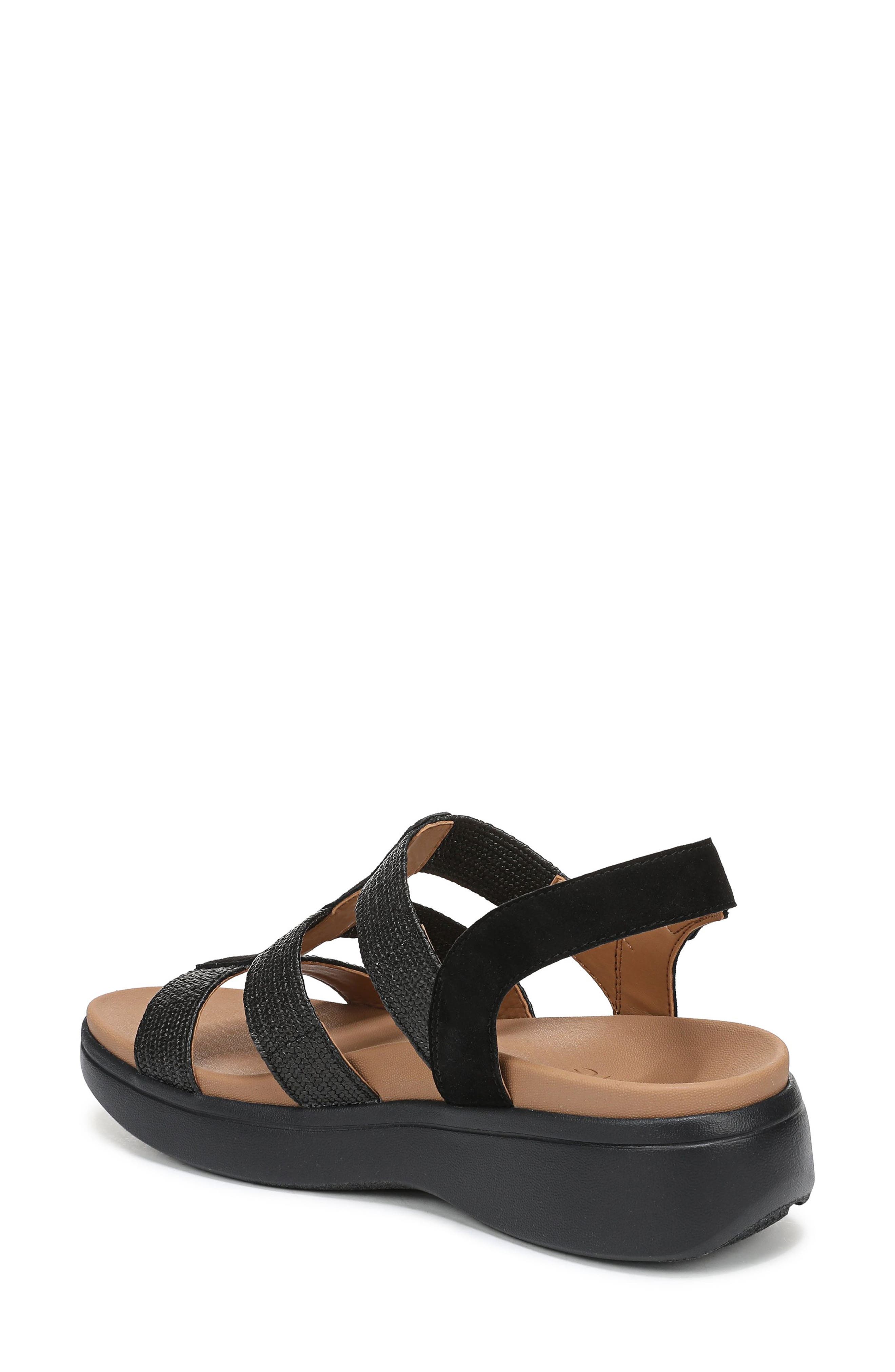 Vionic Sabrina Fisherman Platform Sandal, Alternate, color, Black Leather And Suede
