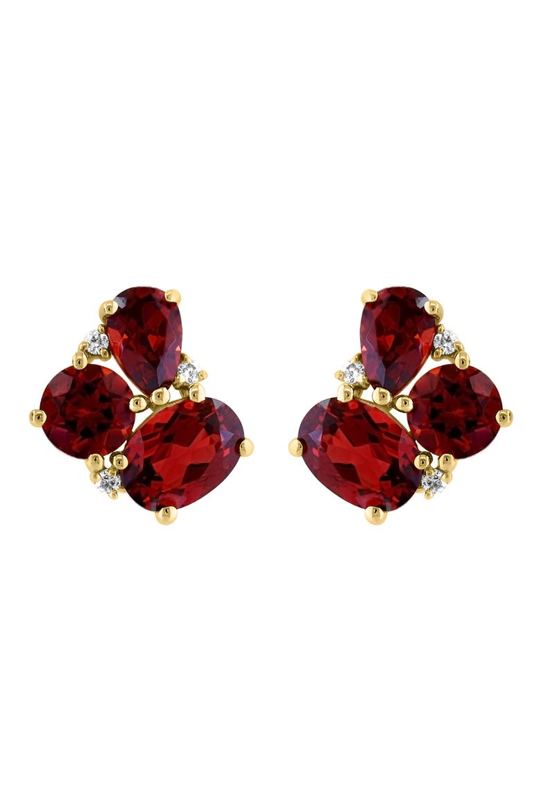 Garnet & Diamond Stud Earrings - 0.06ct., Alternate, color, RED