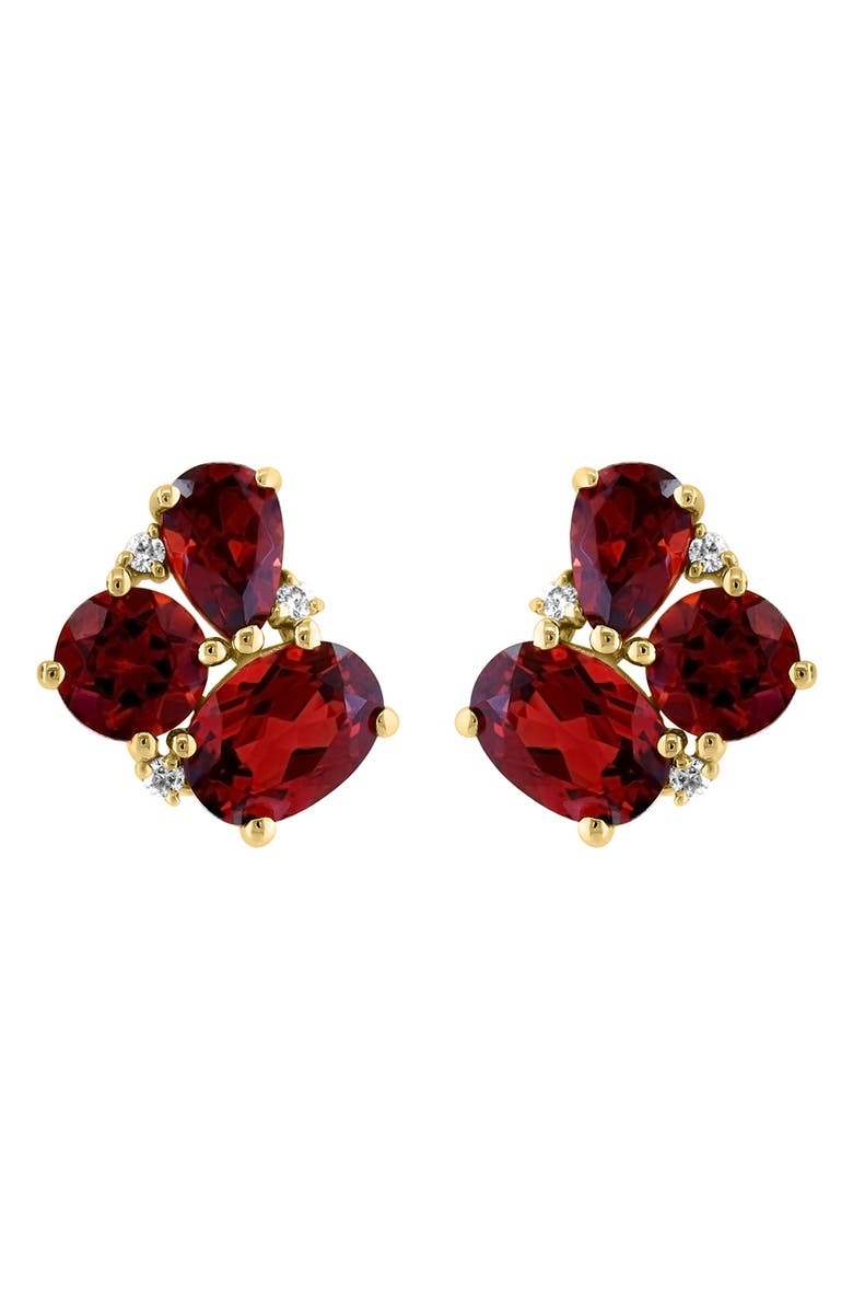 EFFY Garnet & Diamond Stud Earrings - 0.06ct., Alternate, color, Red