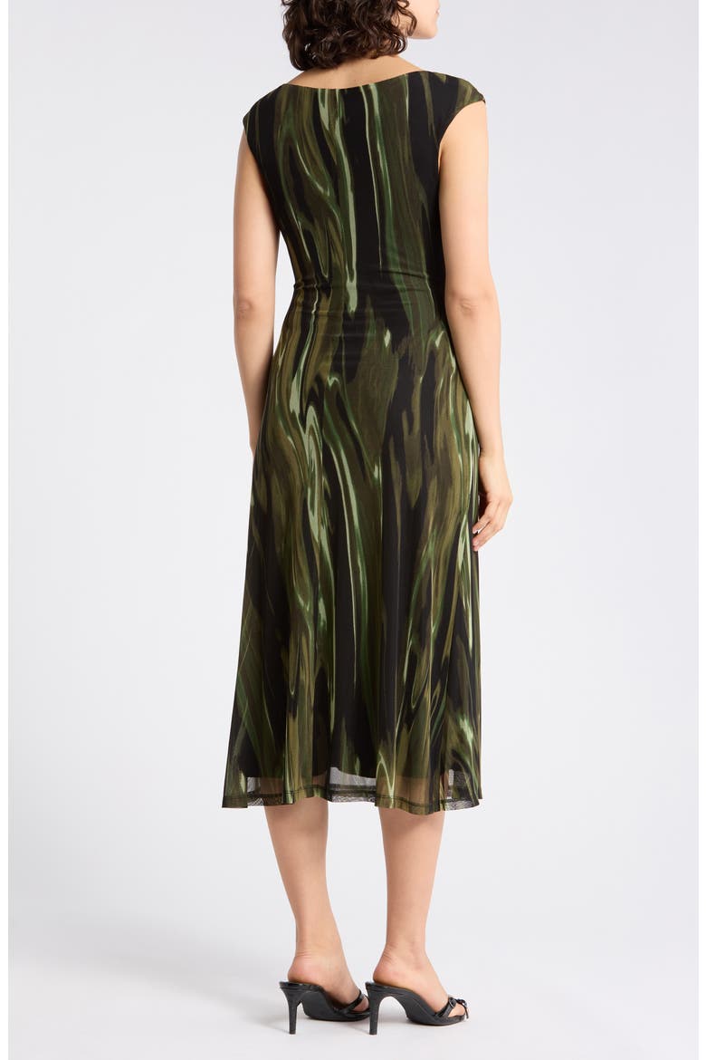 Ruched Mesh Midi Dress, Alternate, color, OLIVE