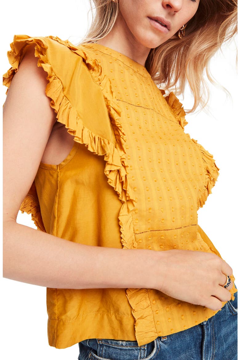 Ruffle Cotton & Silk Blouse, Alternate, color, MUSTARD