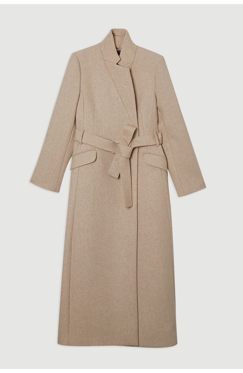 Karen Millen Wool Notch Neck Tailored Maxi Coat, Alternate, color, Oatmeal