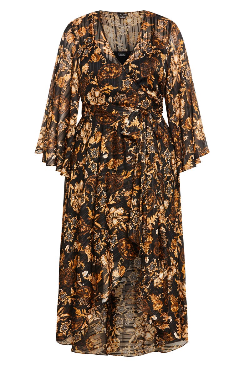 Cameron Paisley Faux Wrap Maxi Dress, Alternate, color, ORANGE PRINT