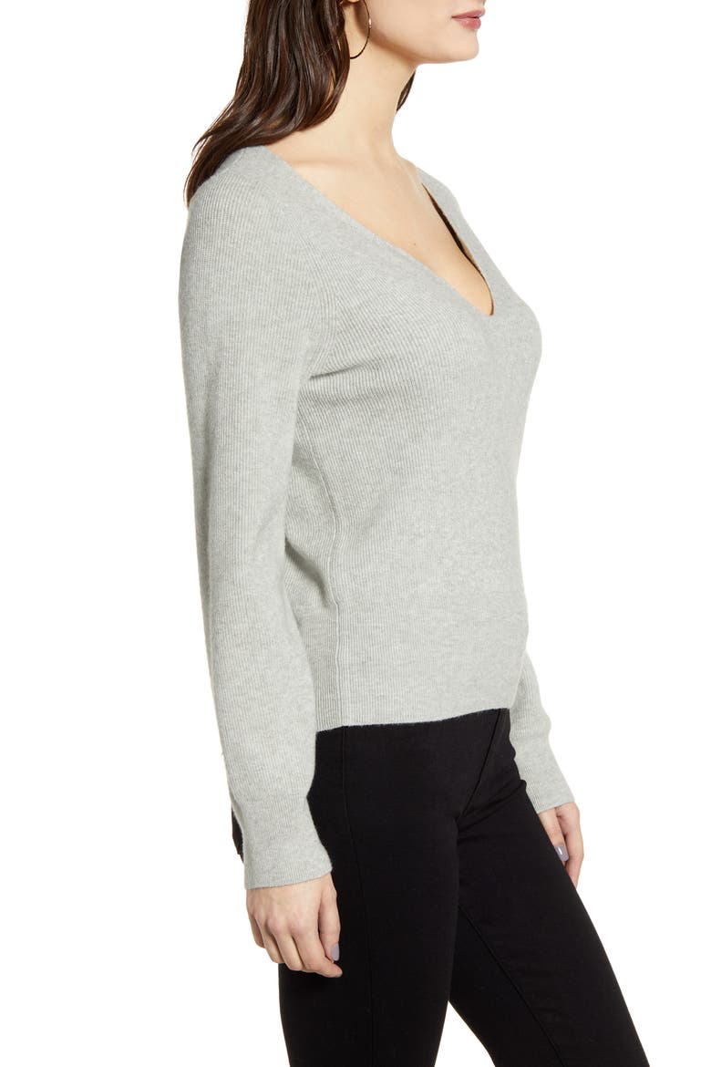 Shaped Neck Sweater, Alternate, color, GREY PEARL HEATHER